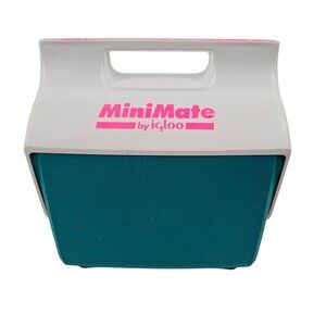 Igloo MiniMate Cooler Teal White Pink Vintage Retro Lunch Ice Chest USA